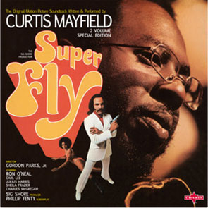 CURTIS MAYFIELD – Super Fly, pochette bruns et orangés, blaxploitation