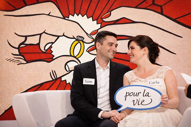 Illustration style Pop Art Roy Lichtenstein pour une animation de mariage Les Z'amours